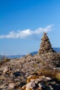 Stone Cairn in South Tyrol above Bolzano. Nice Sunny day in SÃÂ¼dtirol on a Mountain Royalty Free Stock Photo