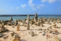 Stone Cairns on Baby Beach In Aruba Royalty Free Stock Photo
