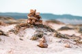 Stone cairns on tropical beach Boa Vista Cape Verde Royalty Free Stock Photo
