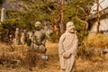 Stone carved Buddhist deities in garden