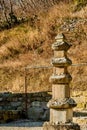 Stone carved Buddhist four story pagoda