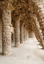 Colonnade arch of park Guell in Barcelona Royalty Free Stock Photo