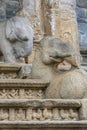 Stone carved elephant statues in Sri Lanka.