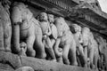 Stone carved erotic bas relief in Hindu temple in Khajuraho, India Royalty Free Stock Photo