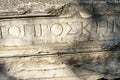 Stone with carved script in ancient city Troy. Turkey Royalty Free Stock Photo