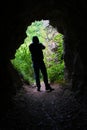 Stone carved tunnel in Nera Gorges Natural Park, Romania, Europe