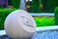 Stone carved into various animal shapes Beside the pool