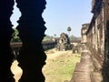 Stone carved wall. Angkor Wat . Hindu Temple . Cambodia. Royalty Free Stock Photo