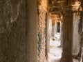 Stone carved wall. Inside Angkor Wat . Hindu Temple . Cambodia. Royalty Free Stock Photo