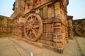 Stone carved wheels at Sun temple ,Konark, India. Royalty Free Stock Photo