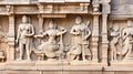 Stone carving bas relief sculptures on Adinath Jain Temple, famous indian tourist site Khajuraho, Madhya Pradesh, India, AI