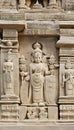 Stone carving bas relief sculptures on Adinath Jain Temple, famous indian tourist site Khajuraho, Madhya Pradesh, India, AI