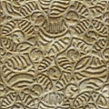 Stone carving, beige circle pattern. Talavera panel mosaic texture. Mediterranean ornament. Relief ethno rings tile. Illustration