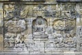 Stone carving in the Borobudur temple