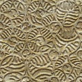 Stone carving, beige circle pattern. Talavera panel mosaic, seamless texture. Architectural decor panels. Illustration