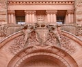 Stone carving of the coat of arms of the Province of Ontario