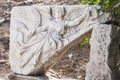 Stone Carving of the Greek Goddess Nike, in the antique greek, later roman, city of Ephesus Royalty Free Stock Photo