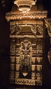 Stone carving on pillar at Adalaj step well