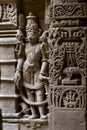 stone carving ; underground structure ; step well Rani Ki Vav constructed by Queen Udayamati wife of King Bhimdeva I A.D.1022~106 Royalty Free Stock Photo