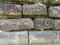 Stone Carvings on Ancient Ruins, Pahatan Batu di Situs Peninggalan Sejarah Royalty Free Stock Photo