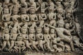 Stone carvings depicting stories at Angkor Wat Siem Reap