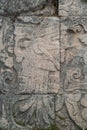 Stone carvings depicting a young Maya, in the archaeological area of Chichen Itza