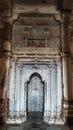 Stone carvings inside historic jaami mosque of champaner pavagarh in Gujarat India