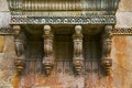 Stone carvings on outer wall of Jami Masjid Mosque, UNESCO protected Champaner - Pavagadh Archaeological Park, Gujarat, India. Royalty Free Stock Photo