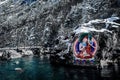 Stone carvings and paintings of Tibetan Buddha statues in the mountains of western Sichuan, China