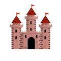 The stone castle of the knights with gate. Cartoon flat illustration Royalty Free Stock Photo