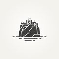 Stone castle logo icon template vector illustration design. dunnottar castle in Scotland on a rock above the sea Royalty Free Stock Photo