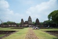 Stone Castle in Phimai Historical Park on blue sky background, Nakhon Ratchasima, THAILAND.