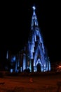 Stone cathedral city Canela / Gramado with blue illumination, Rio Grande Do Sul, Brazil - Church city Canela Rio Grande Do Sul, Br Royalty Free Stock Photo