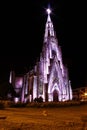 Stone cathedral city Canela / Gramado with purple illumination, Rio Grande Do Sul, Brazil - Church city Canela Rio Grande Do Sul, Royalty Free Stock Photo