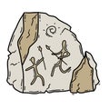 A stone with a cave painting and Petroglyphic art illustration