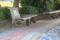 Stone chair old in the park Royalty Free Stock Photo