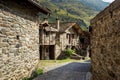 Stone chalets in a tiny mountaing village. Case di Viso - Ponte Royalty Free Stock Photo