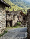 Stone chalets in a tiny mountaing village. Case di Viso - Ponte Royalty Free Stock Photo