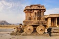 Stone chariot in Hampi Vittala Temple at sunset