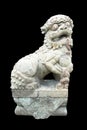 Stone Chinese Lion isolated on black background