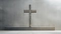 A stone Christian cross at the stone wall Royalty Free Stock Photo