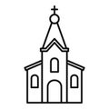 Stone church icon, outline style