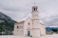 Stone Church of Our Lady on the Rocks on the island of Gospa od Skrpjela. Montenegro Royalty Free Stock Photo