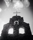 Stone church steeple at sunset Royalty Free Stock Photo