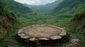 Stone circle overlooking rice terraces in a valley Royalty Free Stock Photo