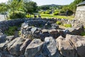 Stone circle spiral in public park in Broadford on Isle of Skye