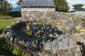 Stone circle spiral in public park in Broadford on Isle of Skye