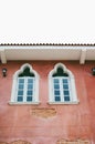 Stone cladding plates on the wall with two window Royalty Free Stock Photo