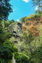 Stone cliff with blue sky in erawan waterfall natiaonal park Royalty Free Stock Photo