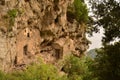 Stone Cliffs and Structures Along the Amalfi Coast in Italy